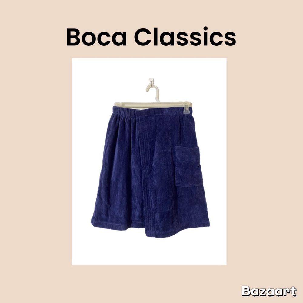 Boca Classics Blue Towel Wrap Skirt One Size Fits Most